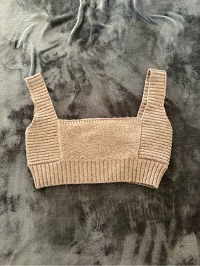 House of CB Knit Cropped Tank Top in Taupe